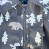 Bear Print Colour Change Sherpa Lined Raincoat Charcoal AW24