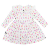 Dancing Unicorn Print Dress- Cream AW25