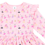 Dancing Unicorn Print Dress- Pink AW25