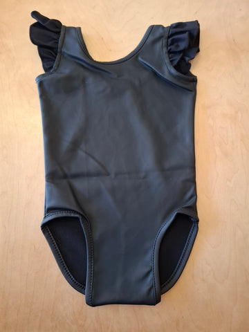 Luxe Frill Leotard Faux Leather