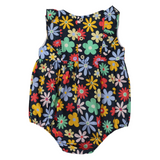 Flower Print  Woven Frill Sunsuit Navy SS24