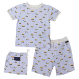 Cotton PJs Trucks and Diggers Print Blue SS24