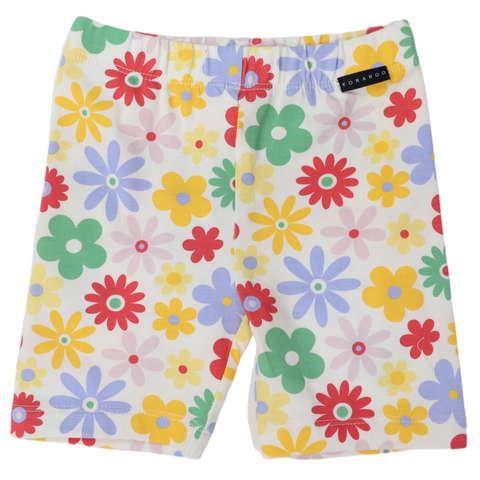 Flower Print Cotton Bike Shorts Cloud SS24