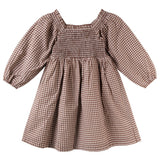 Lily L/S Puff Sleeve Dress - Choc Gingham AW25