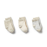 Cream, Oatmeal, Grey Cloud Organic 3 pack baby socks AW24