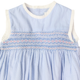 Hand Smocked Frill Sunsuit Blue SS24