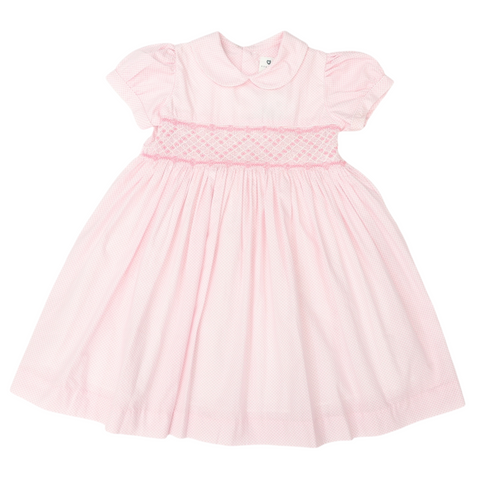 Hand Smocked Frill Dress Pink SS24