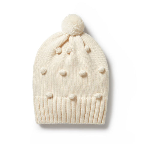 Ecru Knitted Bauble Hat AW24