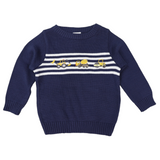 Trucks and Diggers Embroidered Knit Sweater- Navy SS24