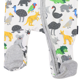 Australian Animal Zip Onesi- Grey AW25
