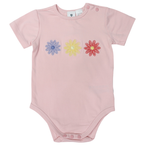 Flower Appliqued Bodysuit- Pink SS24