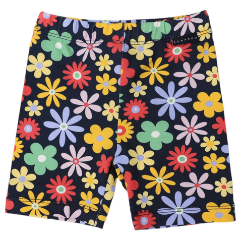 Flower Print Cotton Bike Shorts Navy SS24