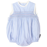 Hand Smocked Frill Sunsuit Blue SS24