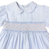 Hand Smocked Frill Dress Blue SS24