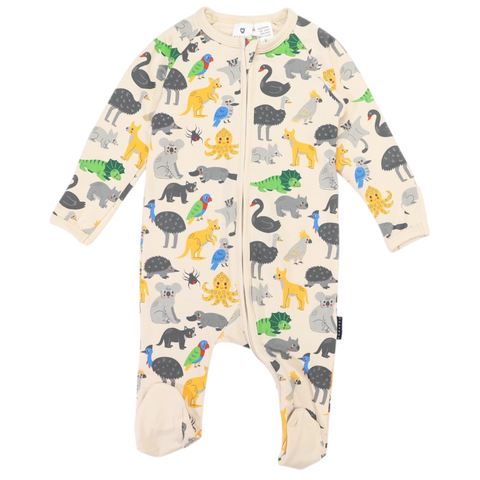 Australian Animal Zip Onesie Beige AW25