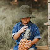 Heritage Explorer Boys Kids Reversible Sun Hat- Bark/ Olive