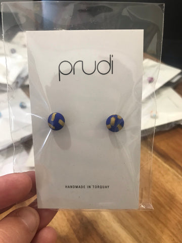 Dark blue & gold kids earrings 1 pack