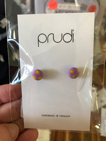Purple & yellow kids earrings 1 pack