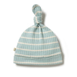 Pistachio/ Ecru Organic Stripe Rib Knot Hat SS21