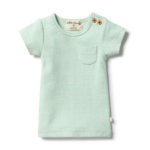 Neon Mint Organic Stripe Rib Tee