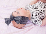 BLACK ACID WASH BOW KNOT HEADBAND