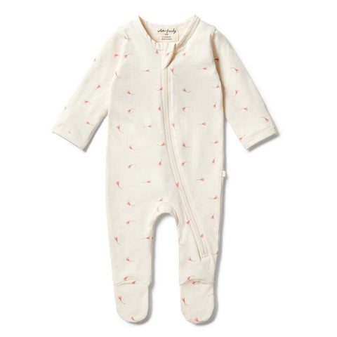 Organic Zipsuit with Feet- Little Blossom