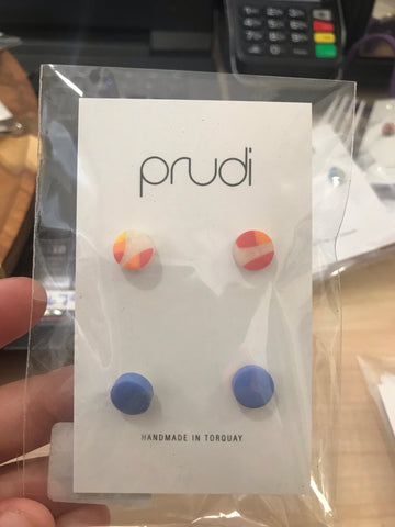 White & blue kids earrings 2 pack