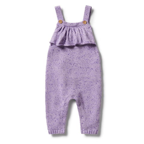 Knitted Ruffle Overall- Pastel Lilac Fleck