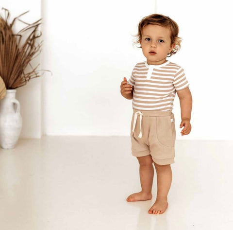 Pebble Stripe Organic Short Sleeve Bodysuit SS22
