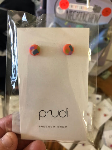 Fluro Orange rainbow kids earrings 1 pack