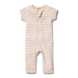 Pink Lemonade Organic Stripe Rib Zipsuit SS21