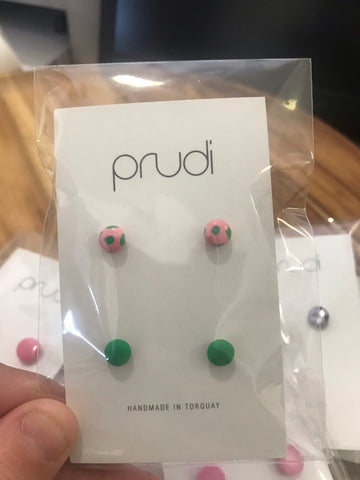 Pink & green kids earrings 2 pack