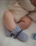 Blue Merino Wool Bonnet & Booties