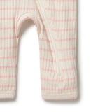 Pink Lemonade Organic Stripe Rib Zipsuit SS21