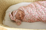 Pink Blossom Jersey Wrap with Topknot headband