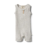 Organic Rib Growsuit-Grey Marle