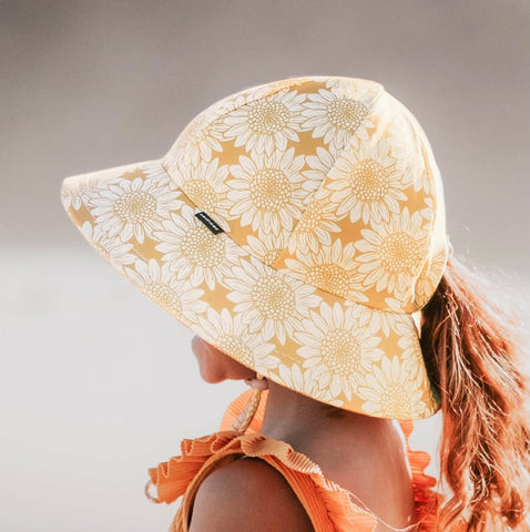 Girls Ponytail Swim Bucket Beach Hat- Sunflower SS22