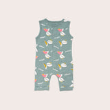 Pelican Sleeveless Romper- Ocean