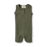 Organic Rib Growsuit- Fern Green