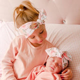 Blush Floral Top Knot Headband