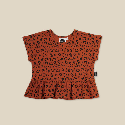 Rust Cheetah Womens Peplum T-shirt