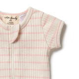 Pink Lemonade Organic Stripe Rib Zipsuit SS21