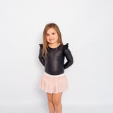 Faux Leather L/S Frill Leotard